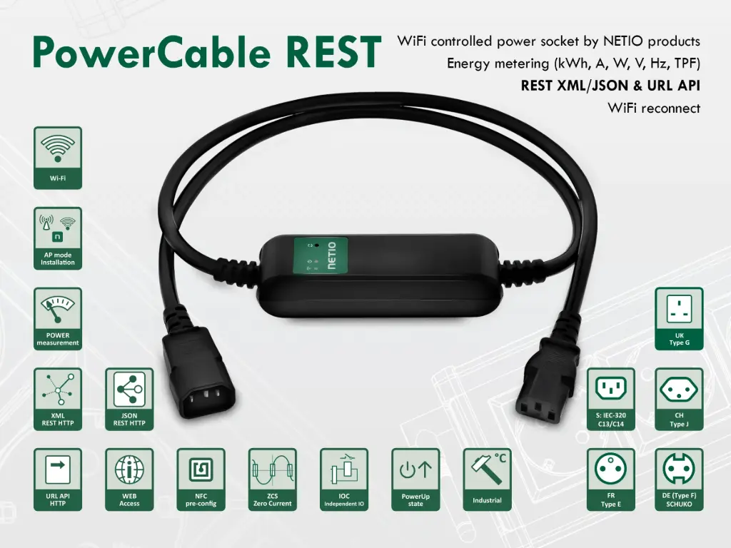 [8594185580447] PowerCABLE 1KS - 1 Outlet Controlled In-Line Cable PDU